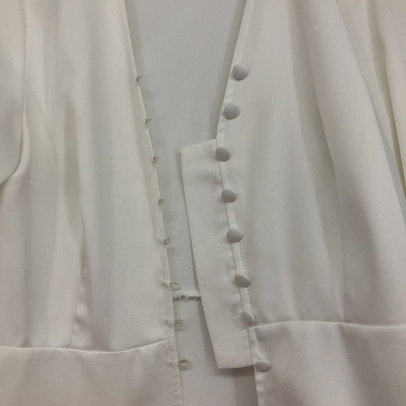 TopShop white button down peplum blouse collared sleeves size 6 - Picture 6 of 15